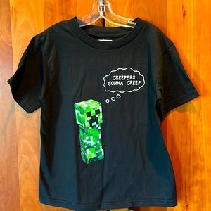 NWT - Minecraft - Creeper - Kids XS T-Shirt Black 100% Cotton
